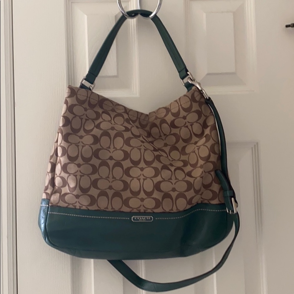 Green/brown coach bag